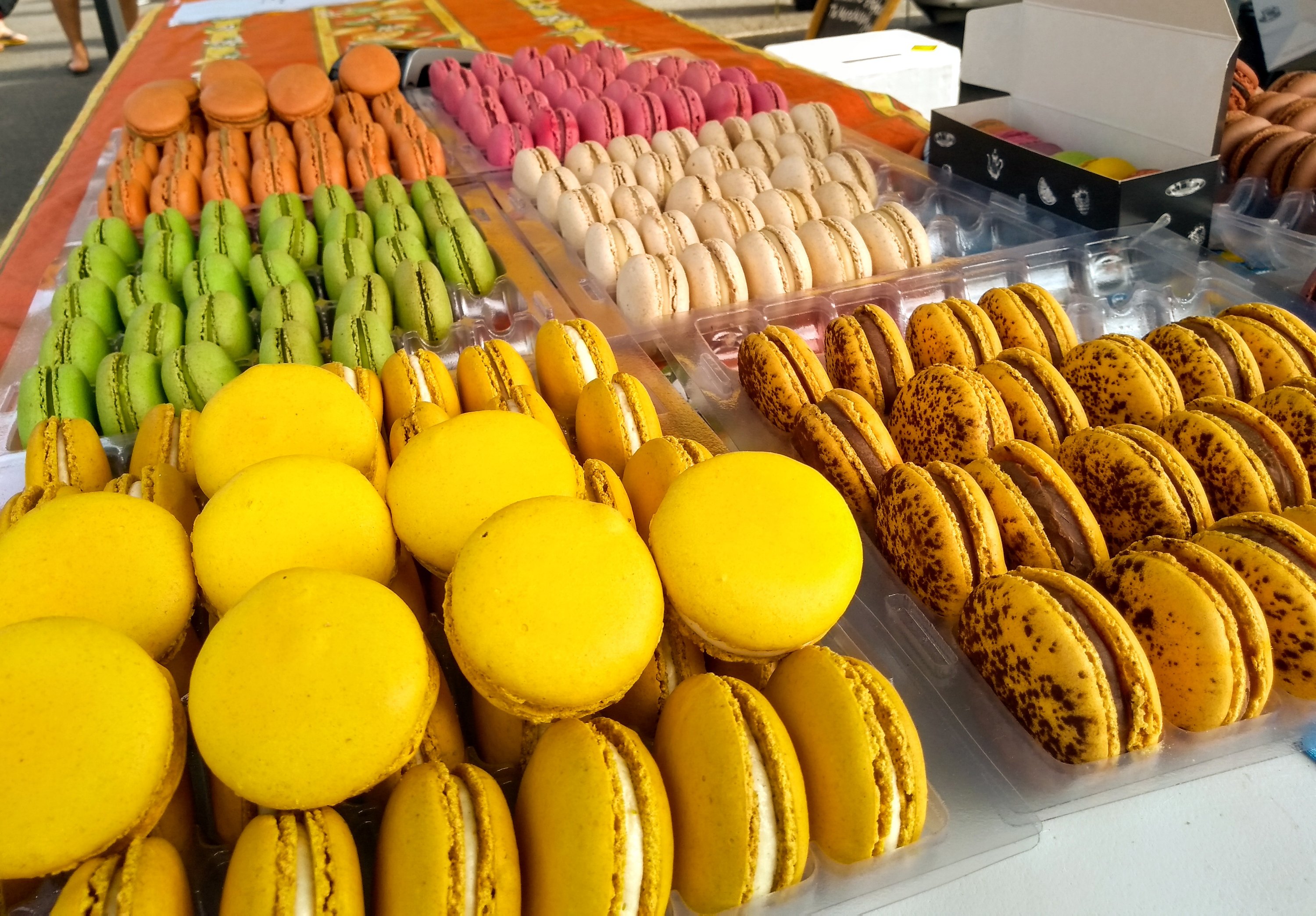 A variety of macarons in different flavours and colours